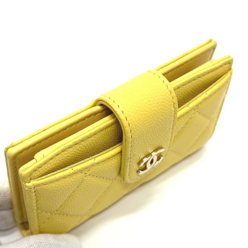 CHANEL Authentic Yellow Caviar Leather Logo Wallet - Picture 8 of 16